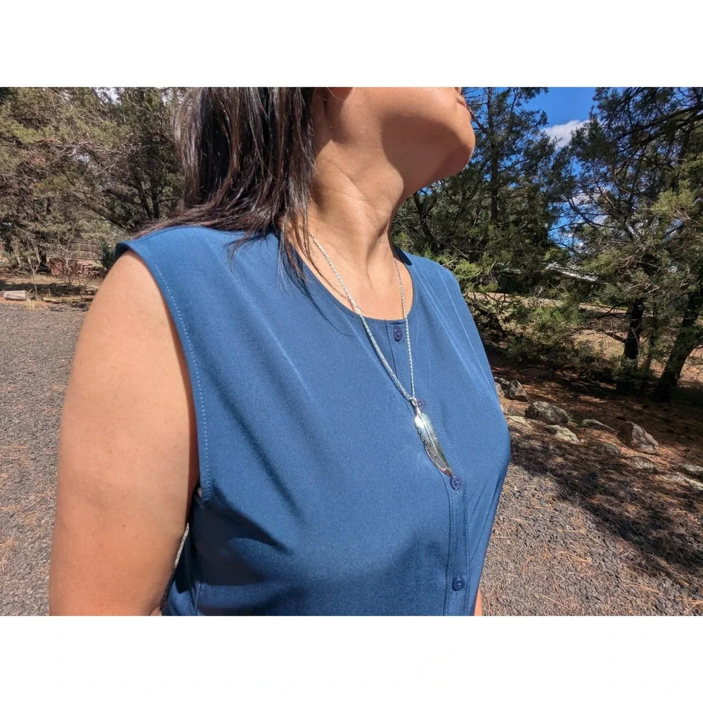 Handmade Navajo Sterling‎ Silver Feather Pendant Necklace NA Jewelry **